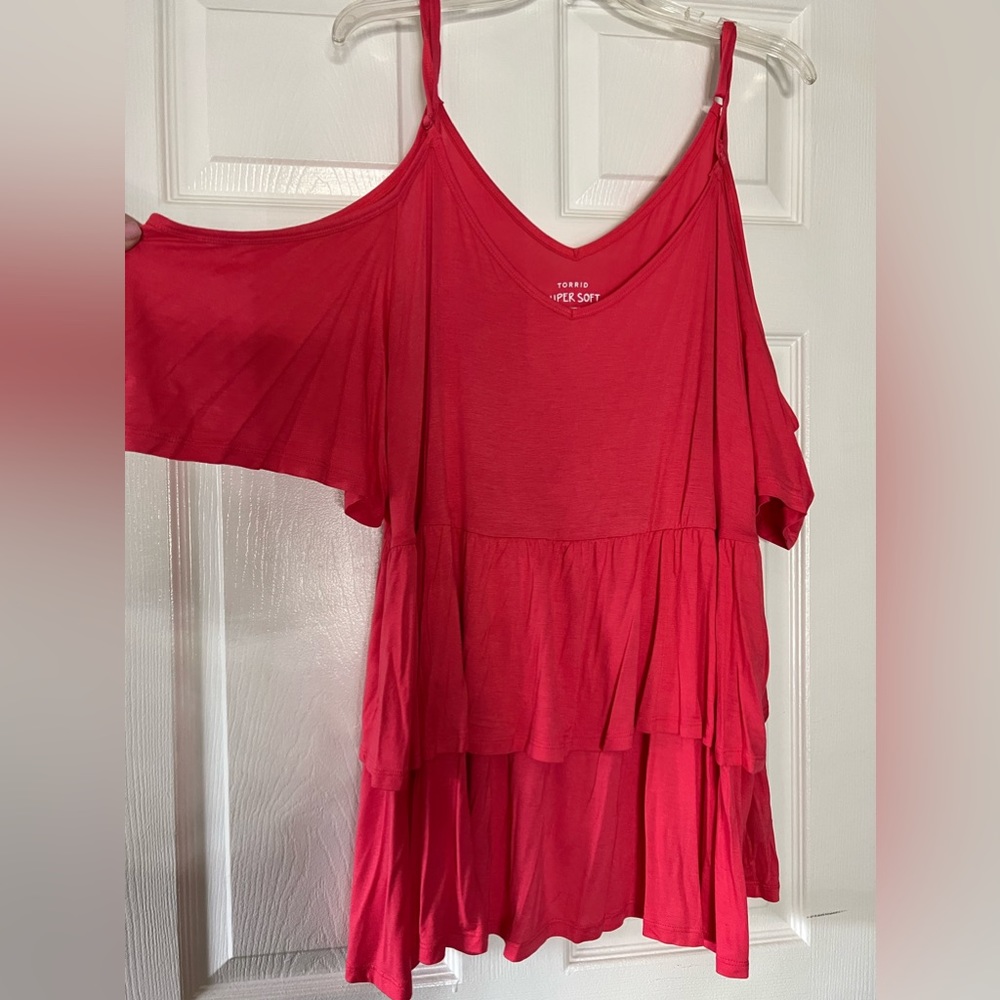 Pink Ruffled Blouse - Plus Size - Picture 3 of 3